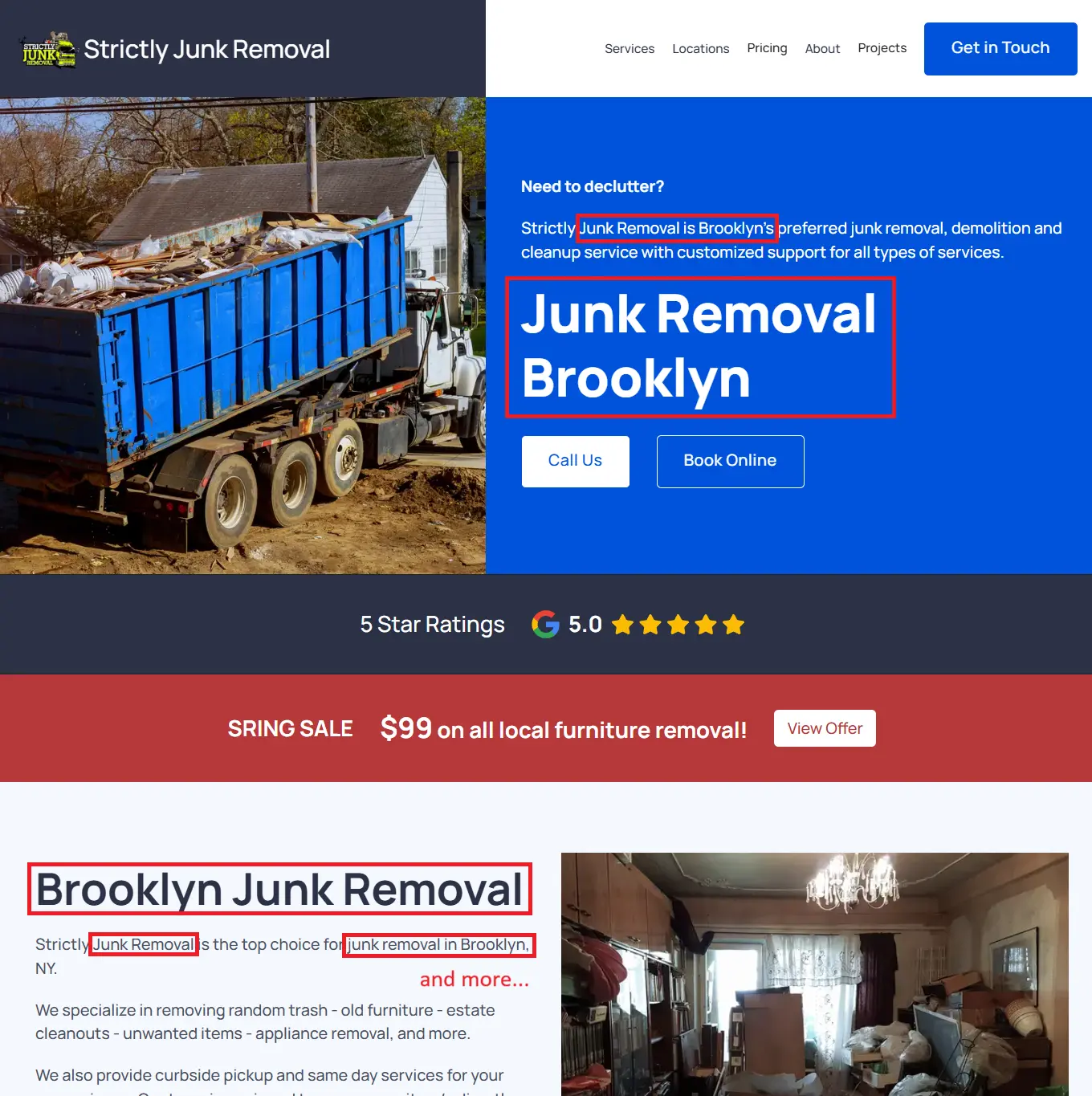 highlighted keywords on website