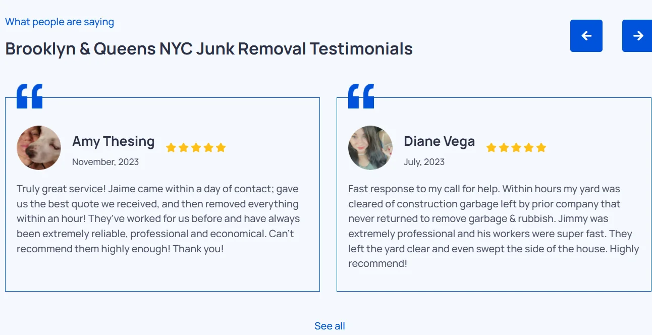 testimonials on website