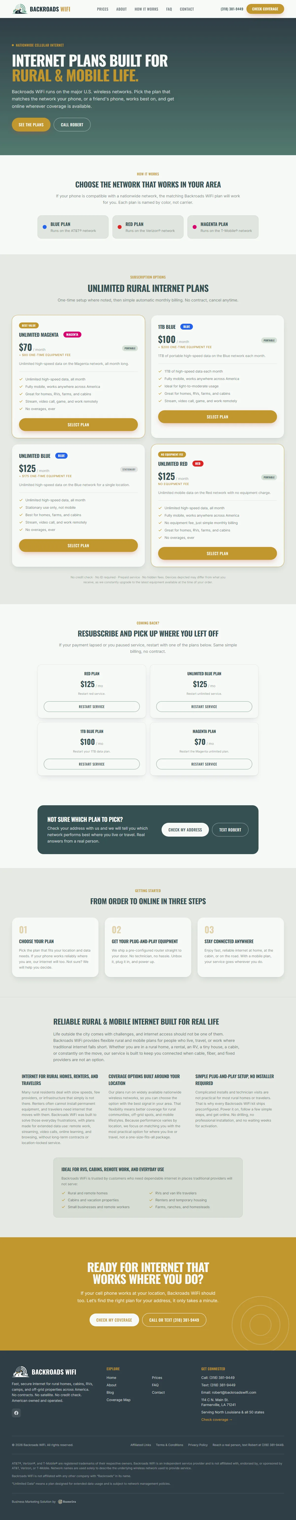 Backroads WiFi, Product page