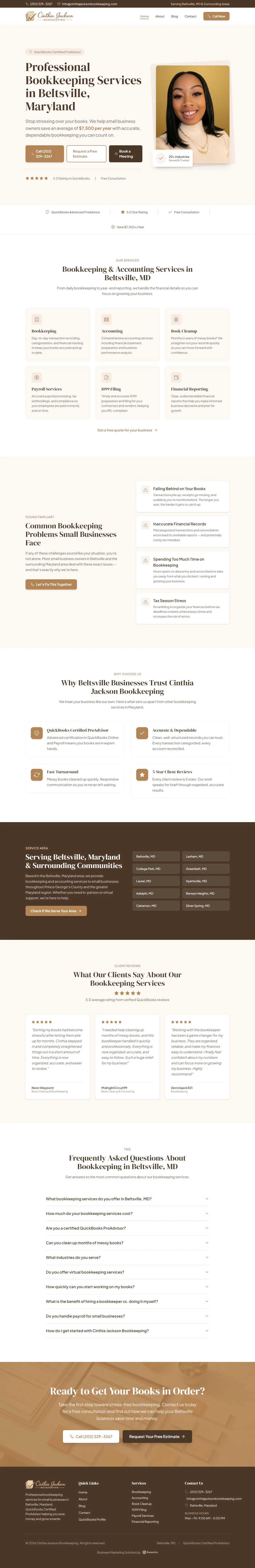 Cinthia Jackson Bookkeeping, Home page