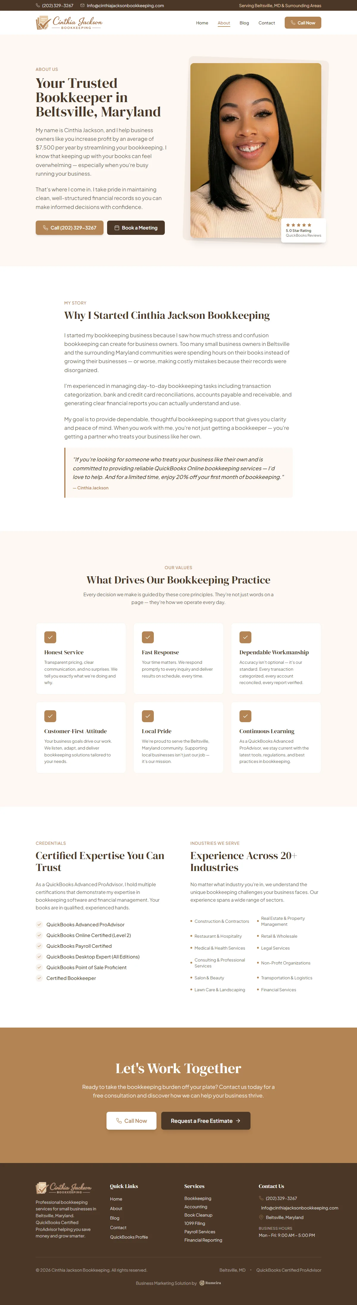 Cinthia Jackson Bookkeeping, About page