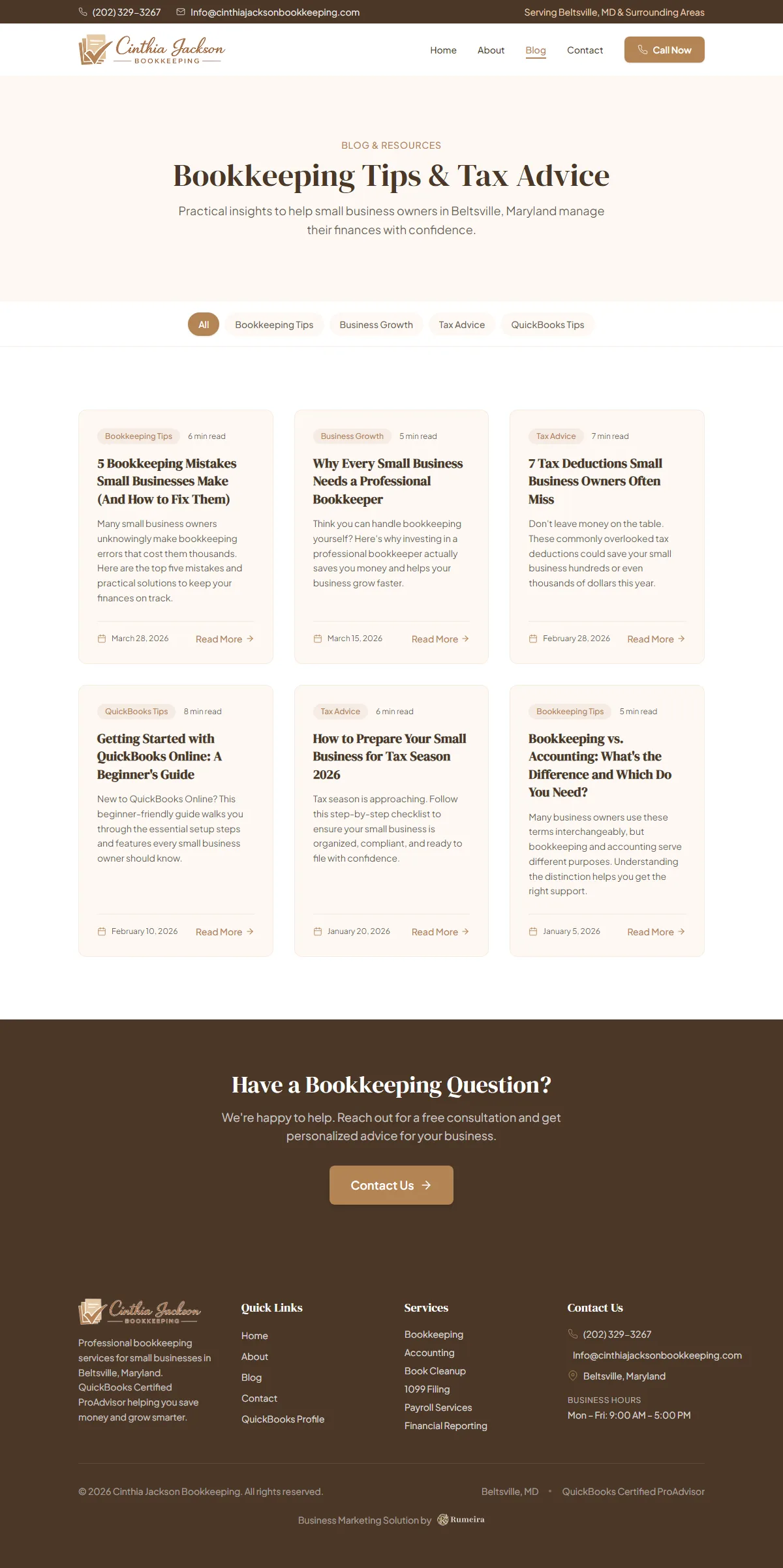 Cinthia Jackson Bookkeeping, Blog page