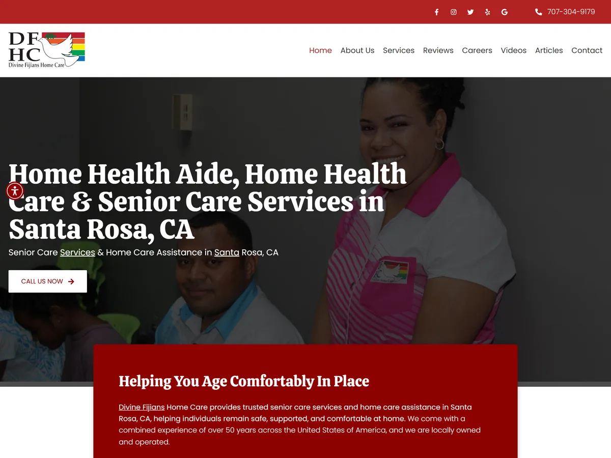 Divine Fijians Home Care website before the redesign
