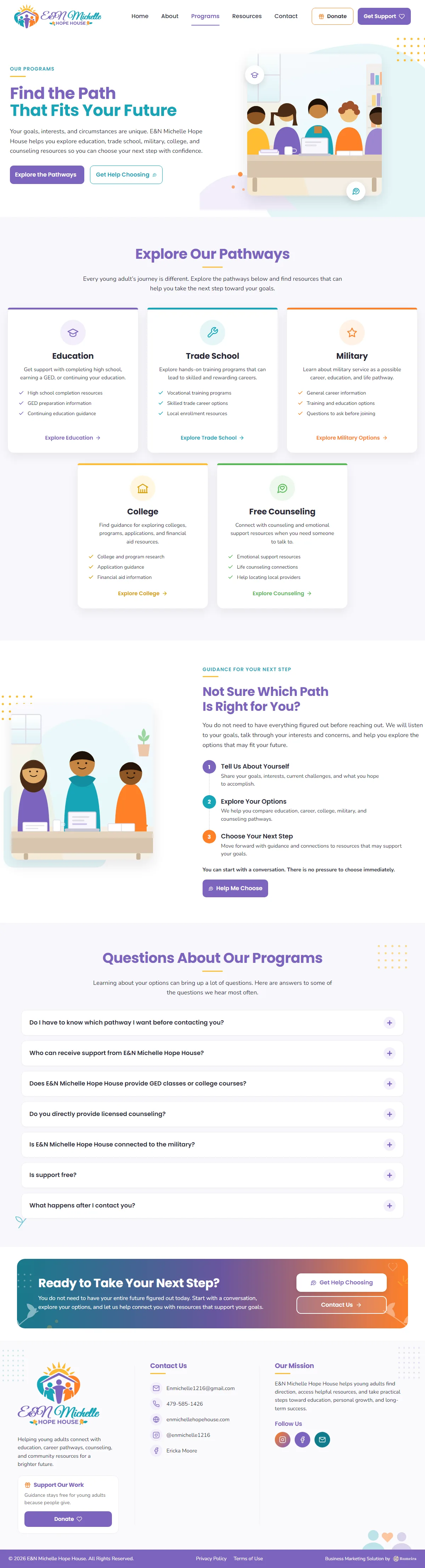 E&N Michelle Hope House, Programs page