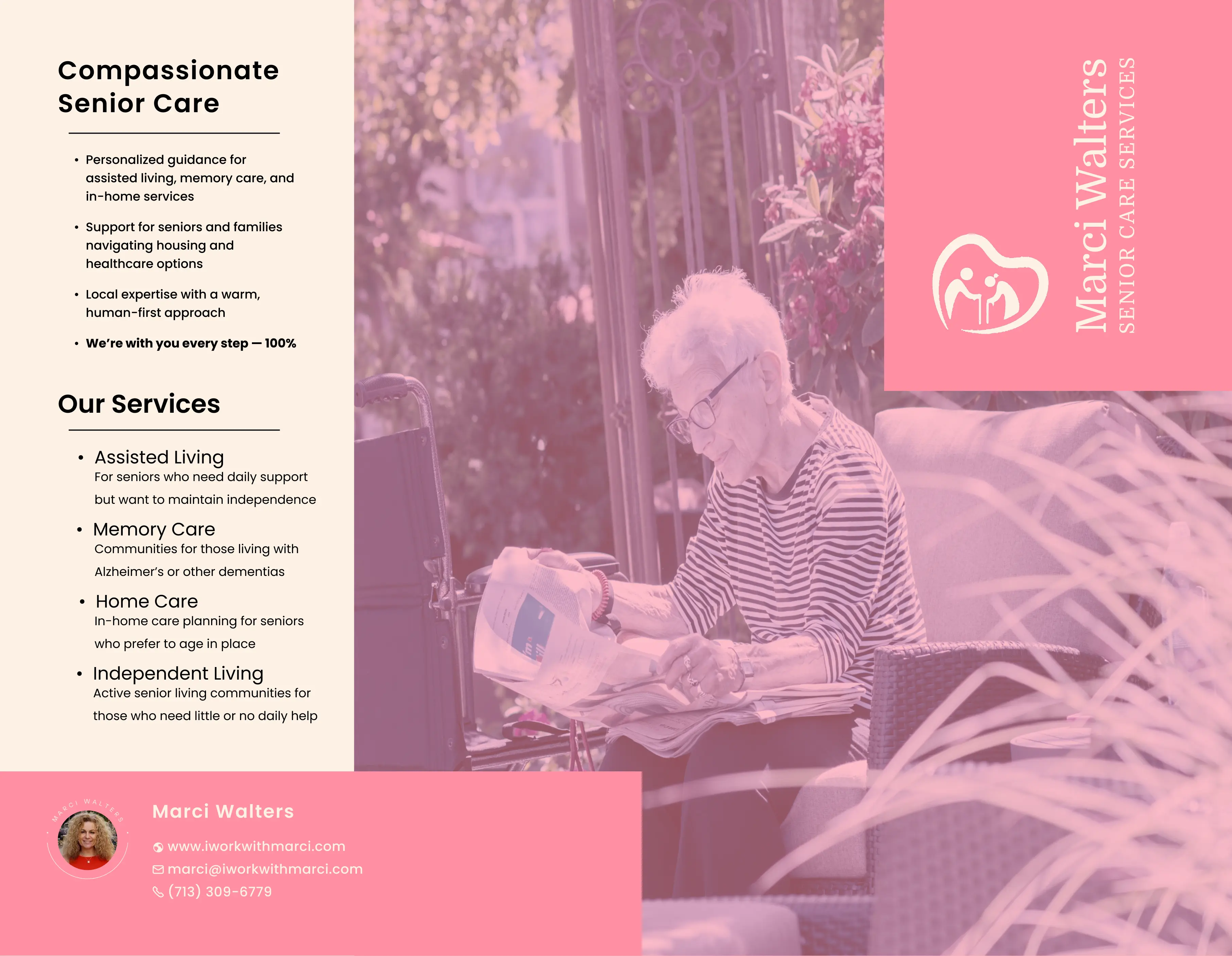 I Work With Marci -Tri-fold brochure Outside