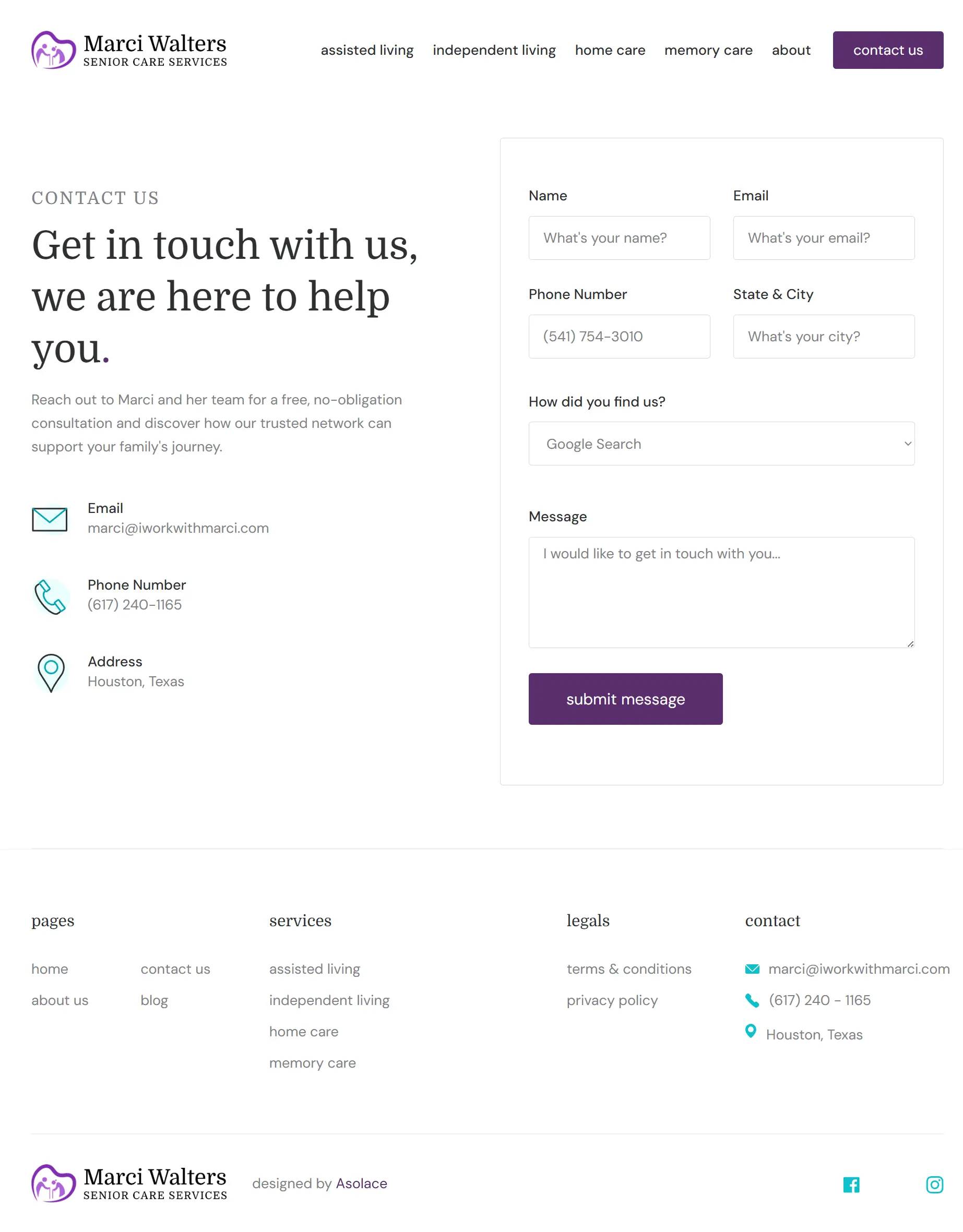 I Work With Marci -Contact page