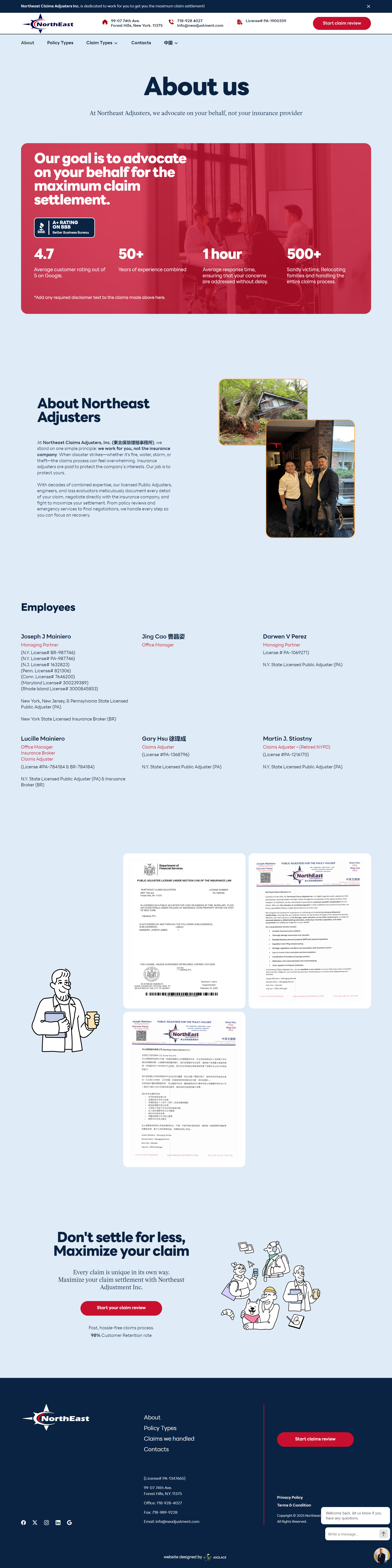 Northeast Claims Adjusters -About page