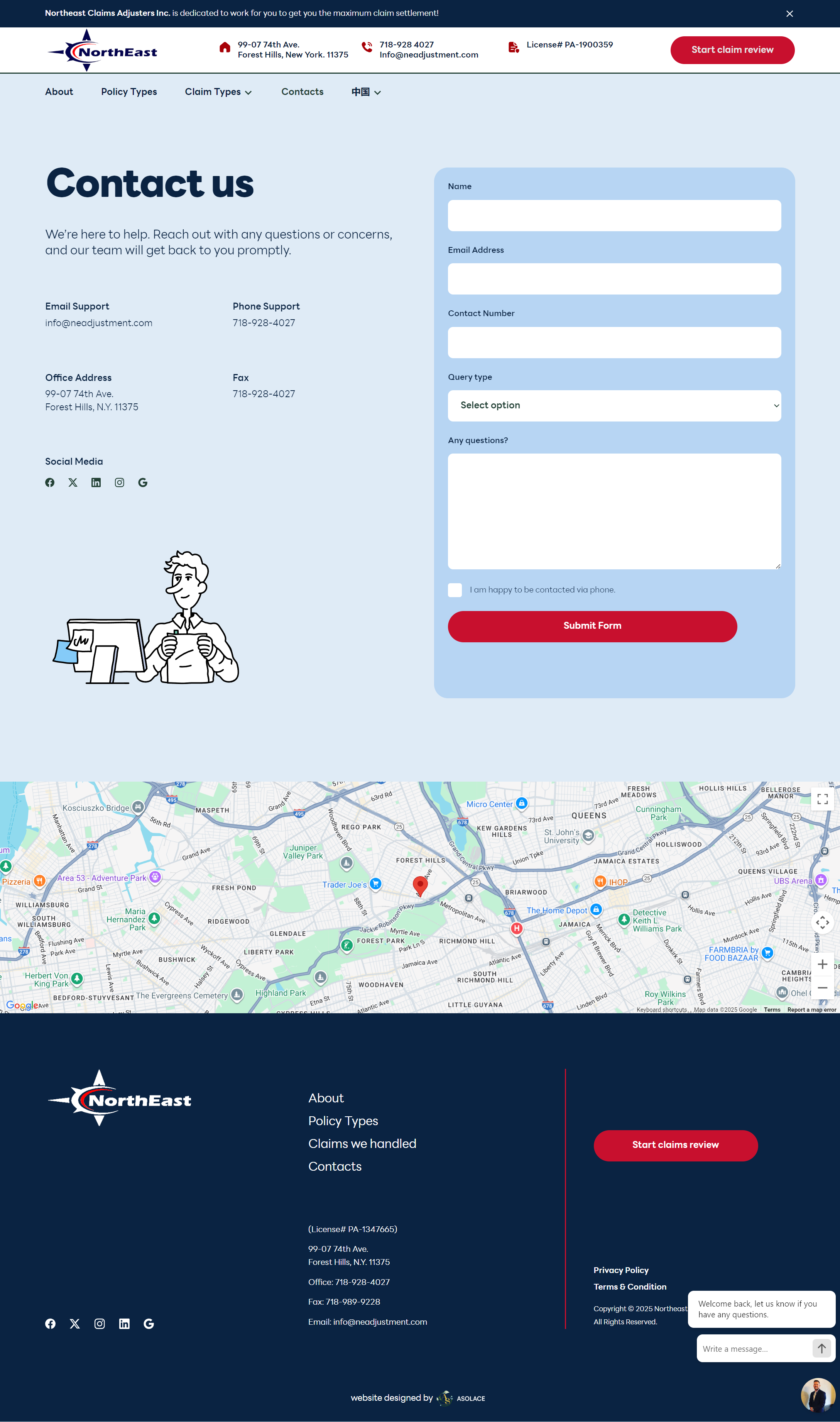 Northeast Claims Adjusters -Contact page