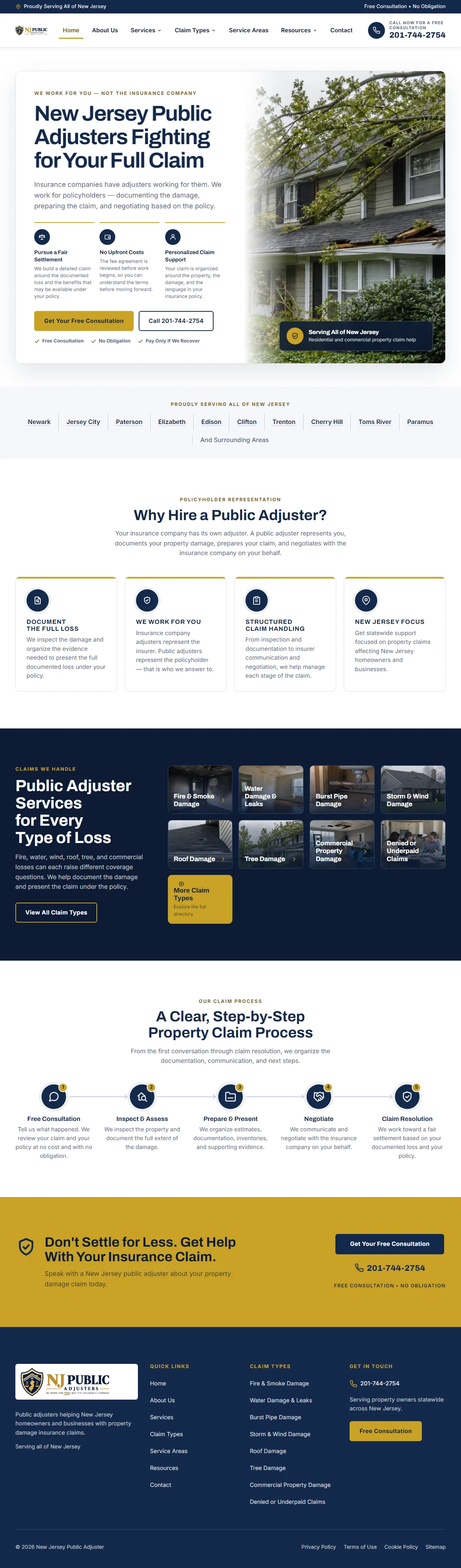 New Jersey Public Adjuster, Home page