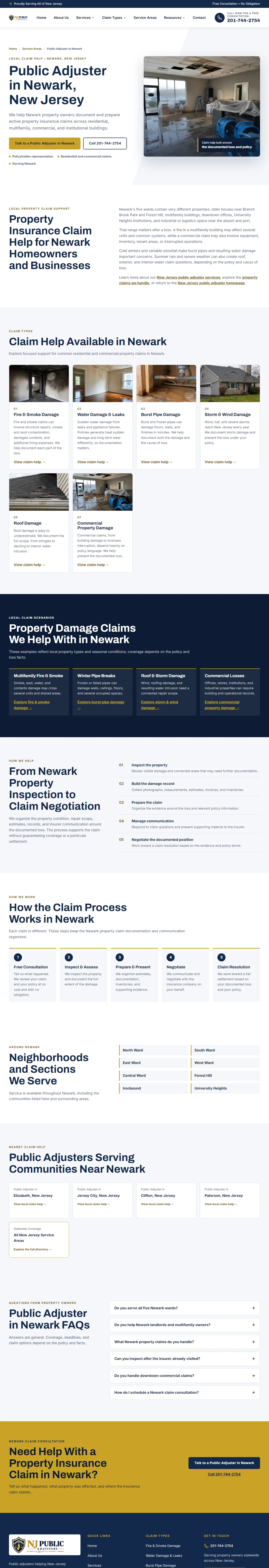 New Jersey Public Adjuster, Newark page
