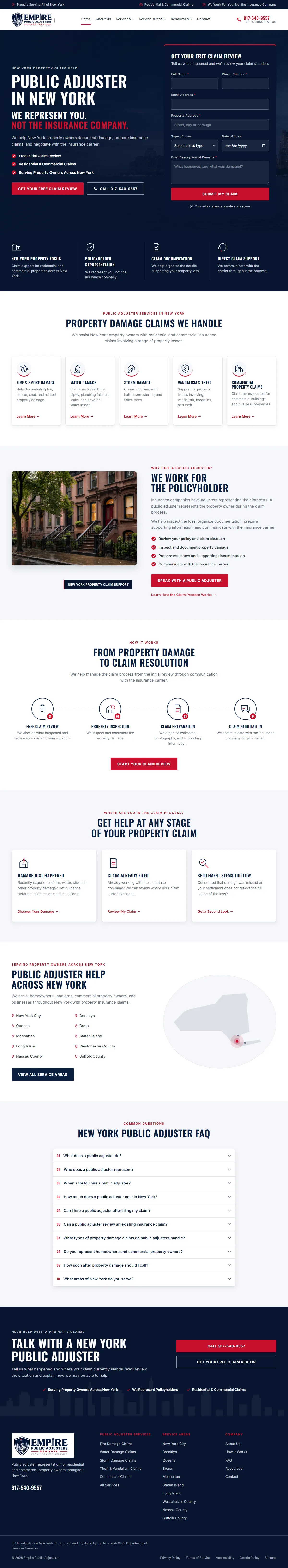 Empire Public Adjusters, Home page