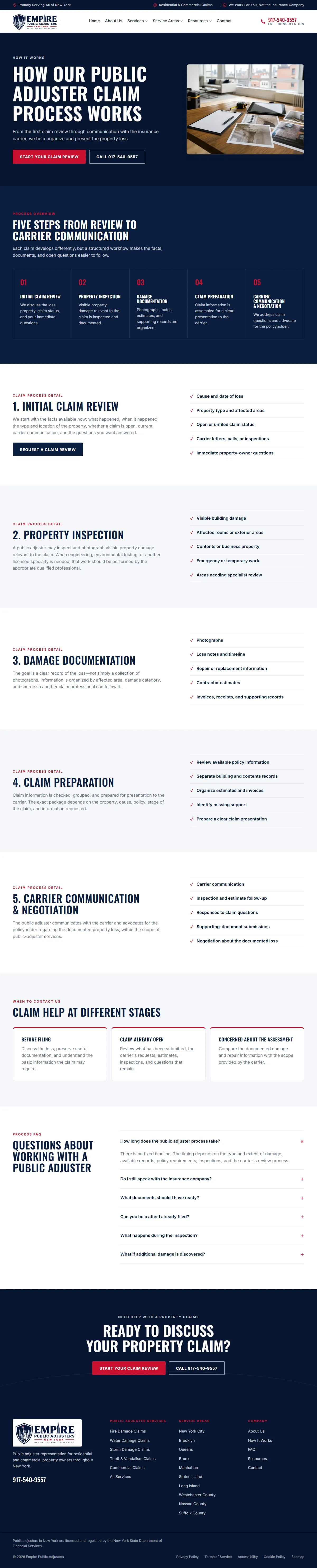 Empire Public Adjusters, How It Works page