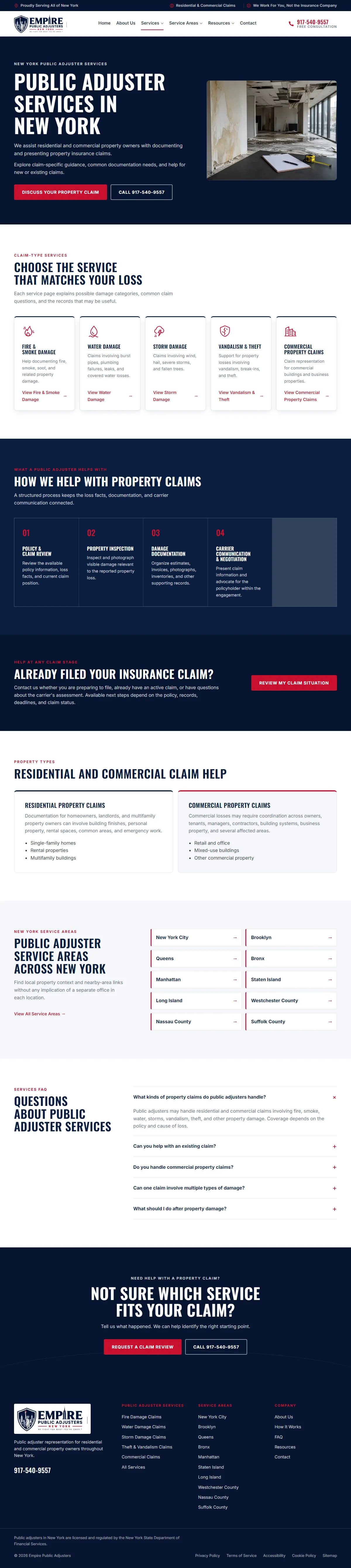Empire Public Adjusters, Services page
