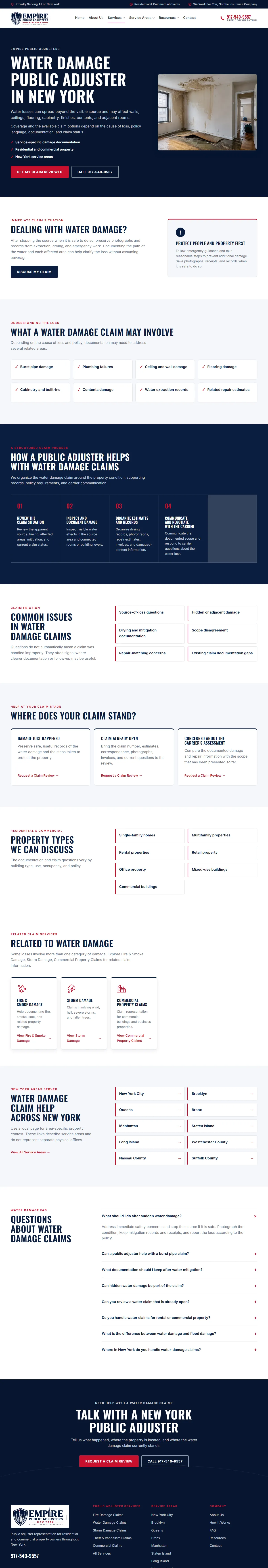 Empire Public Adjusters, Water Damage page