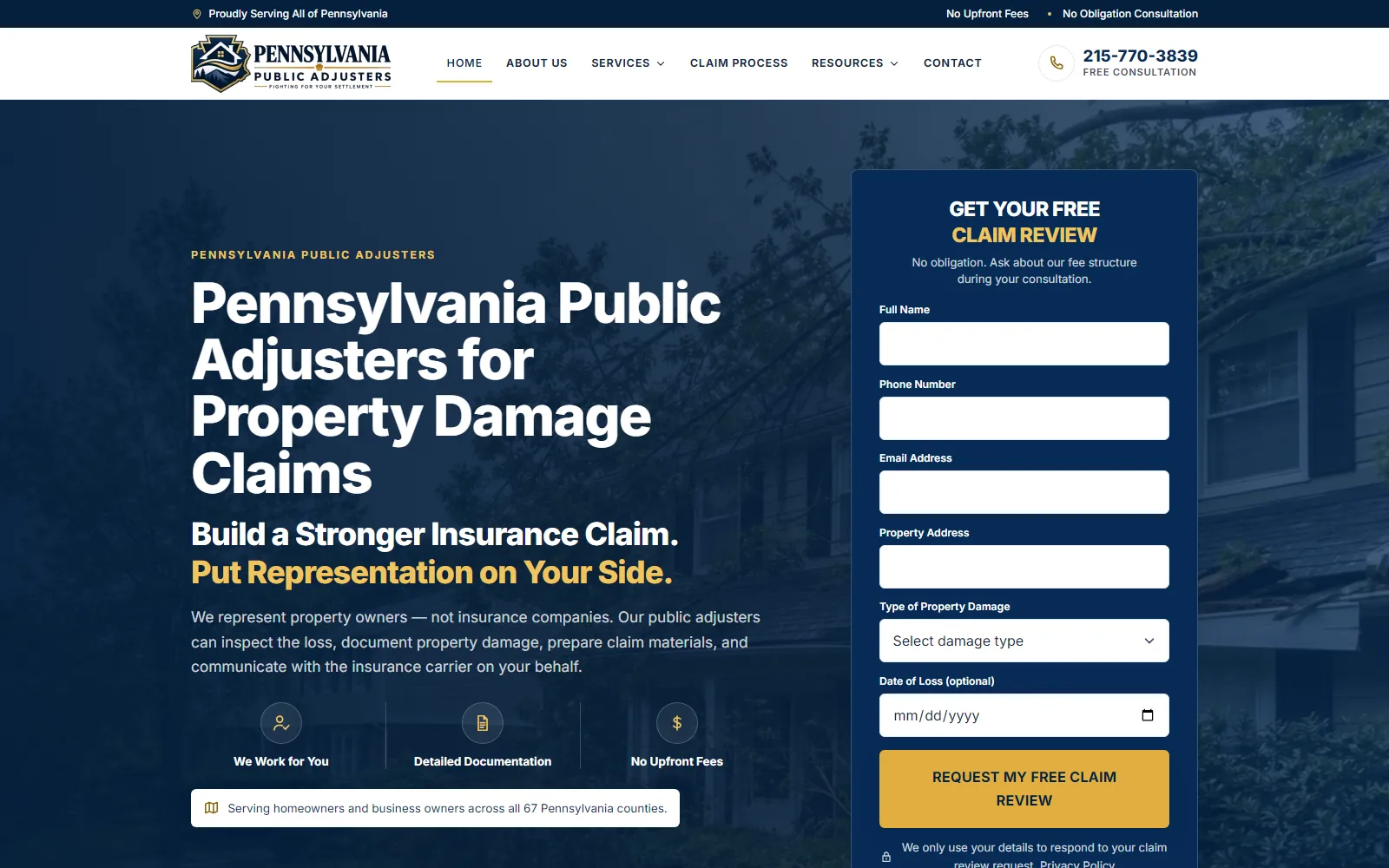 Pennsylvania Public Adjuster homepage hero