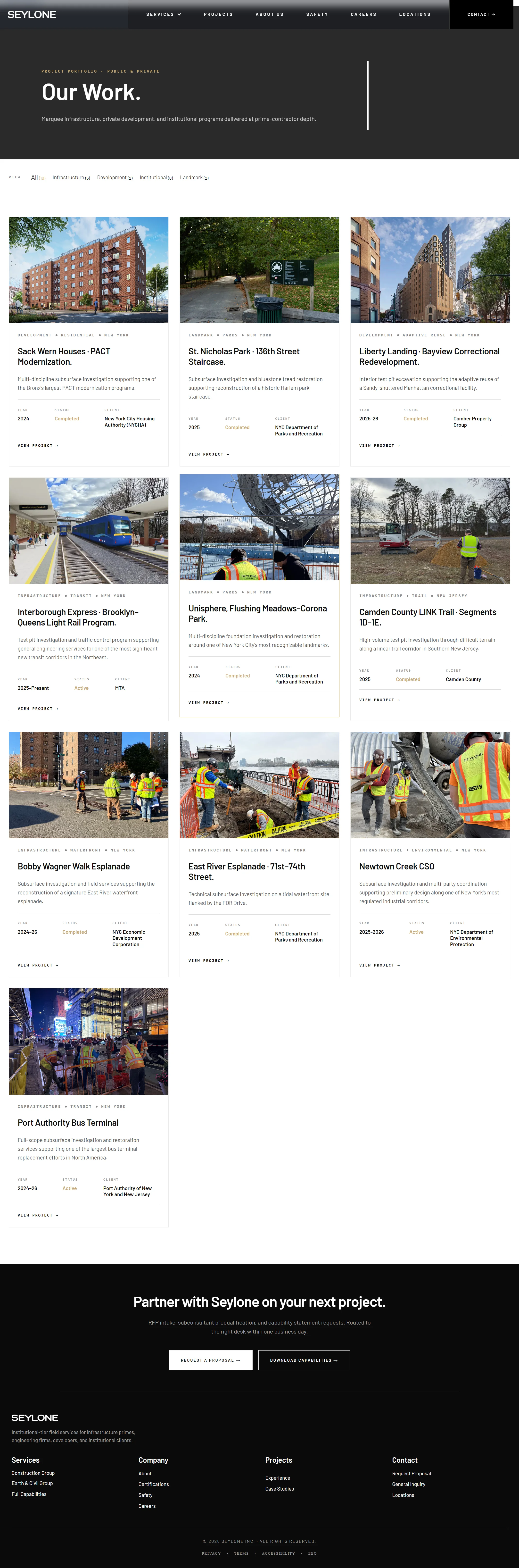Seylone, Projects page