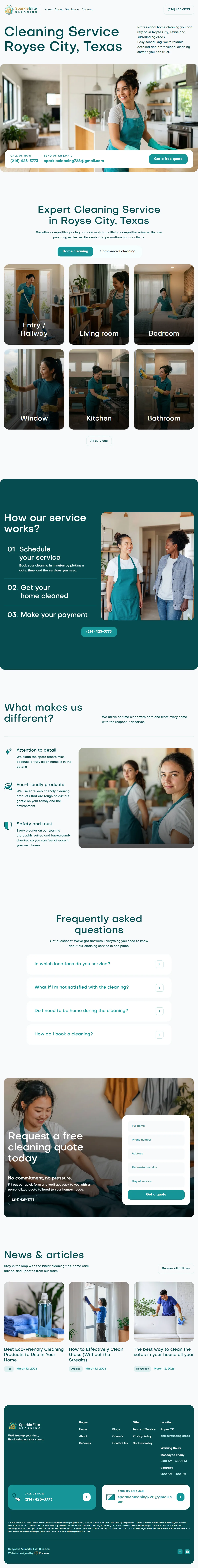 Sparkle Elite Cleaning, Home page