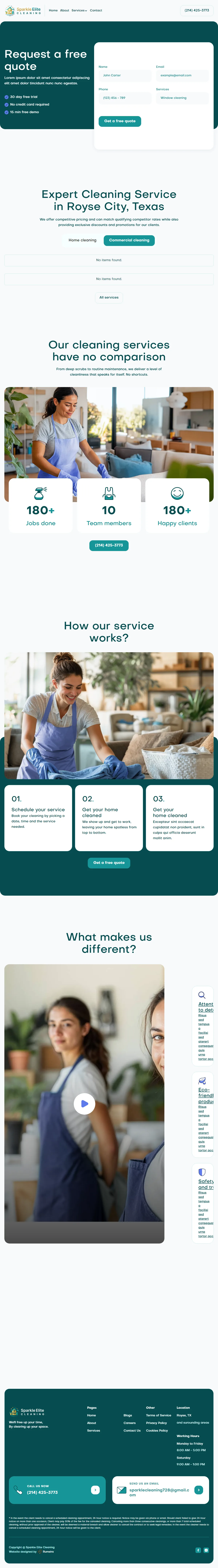 Sparkle Elite Cleaning, Free Quote page