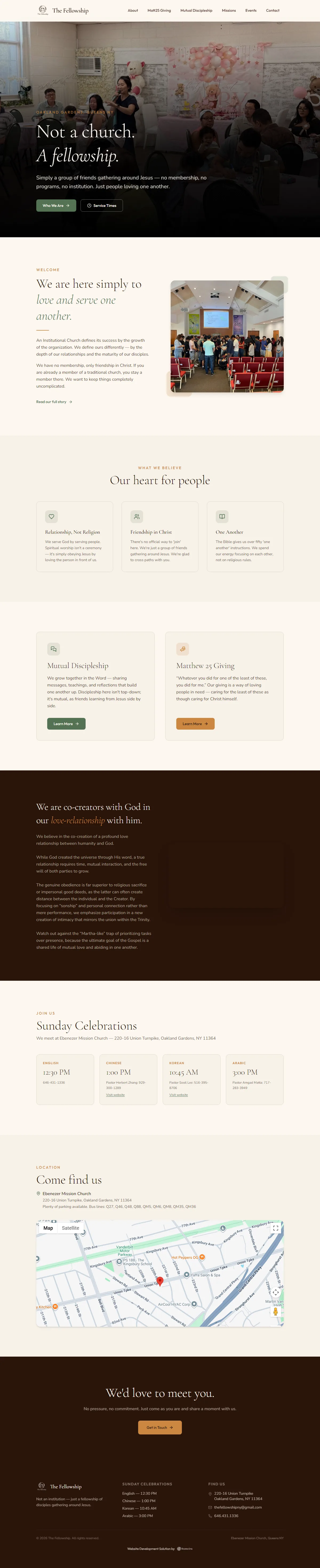 The Fellowship, Home page