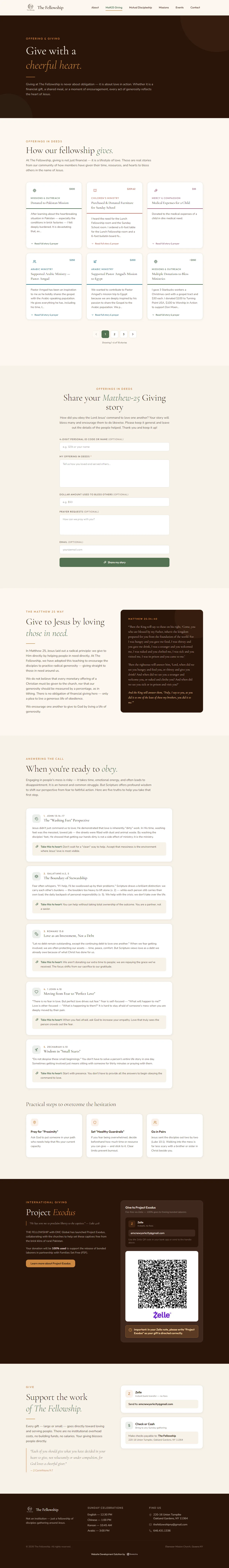 The Fellowship, Giving page