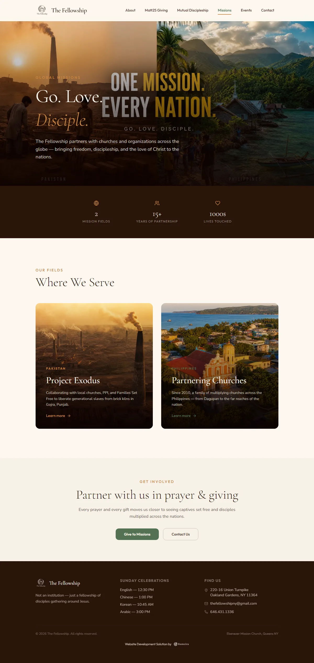 The Fellowship, Missions page
